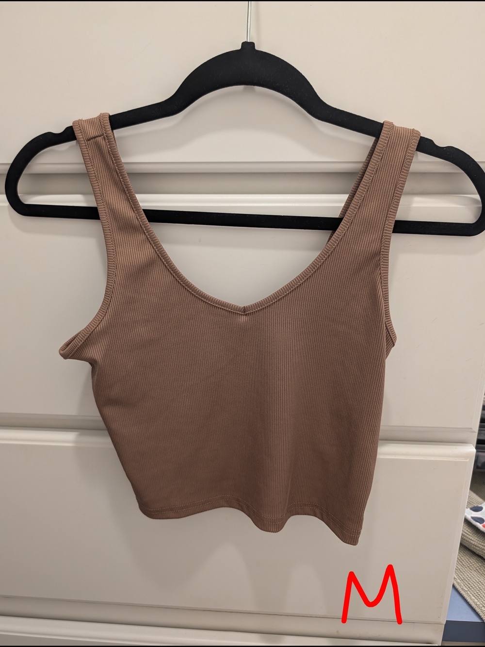 SHEIN Ribbed V-Neck Tank Top in Taupe Brown